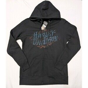 Harley Davidson Full Zip Hooded Sweatshirt Women’s NWT Medium Double Sided NEW